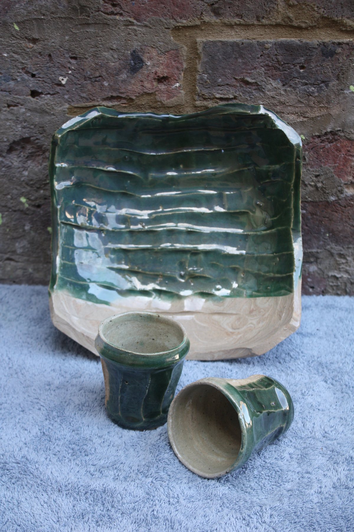 Faceted Bowl and Cups by Graham Matthews