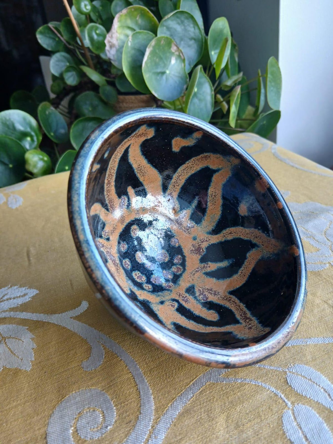 Tenmoku Bowl and Flower by Graham Matthews