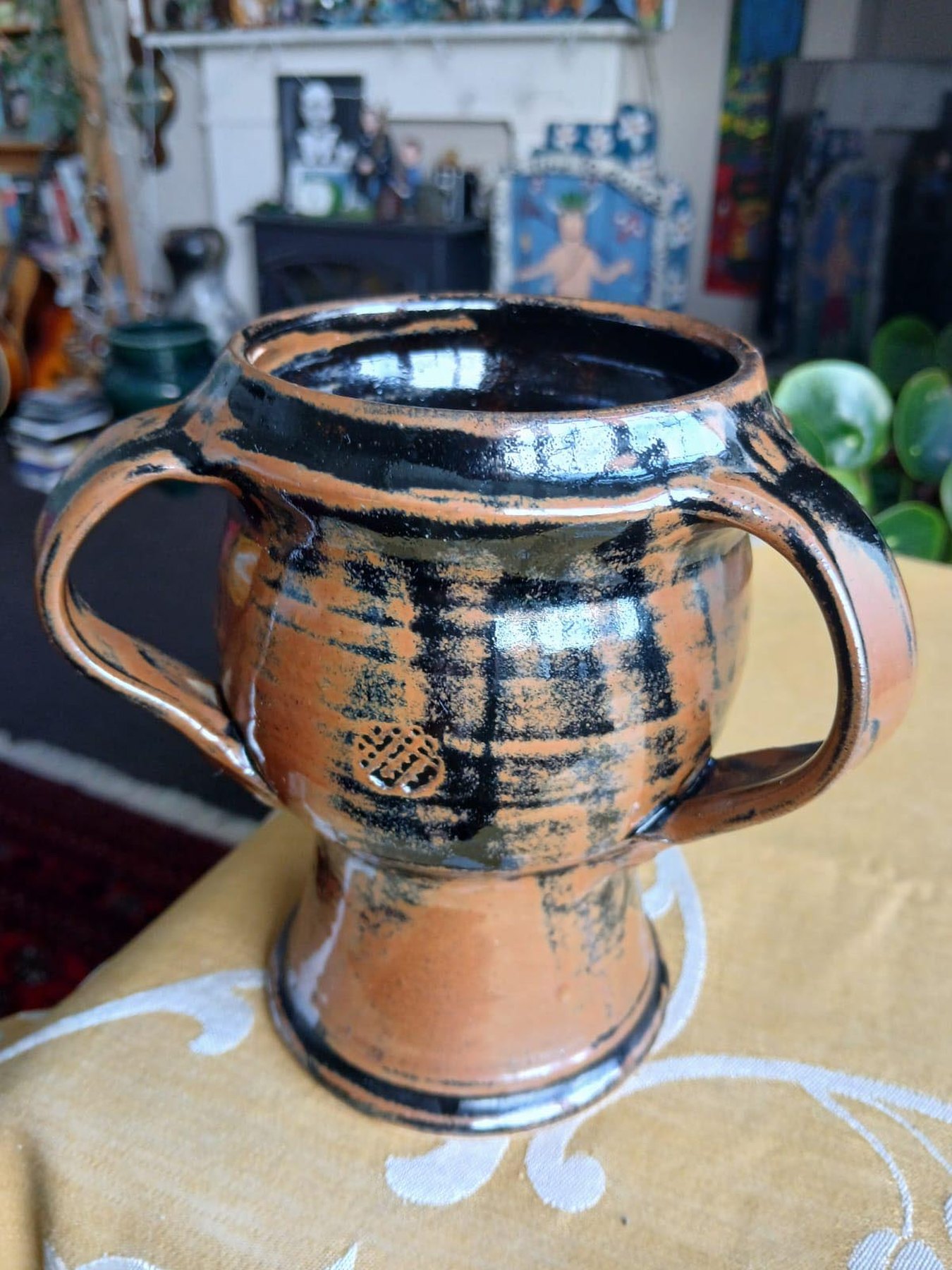Thrown Tenmoku 3-Handled Love Cup by Graham Matthews
