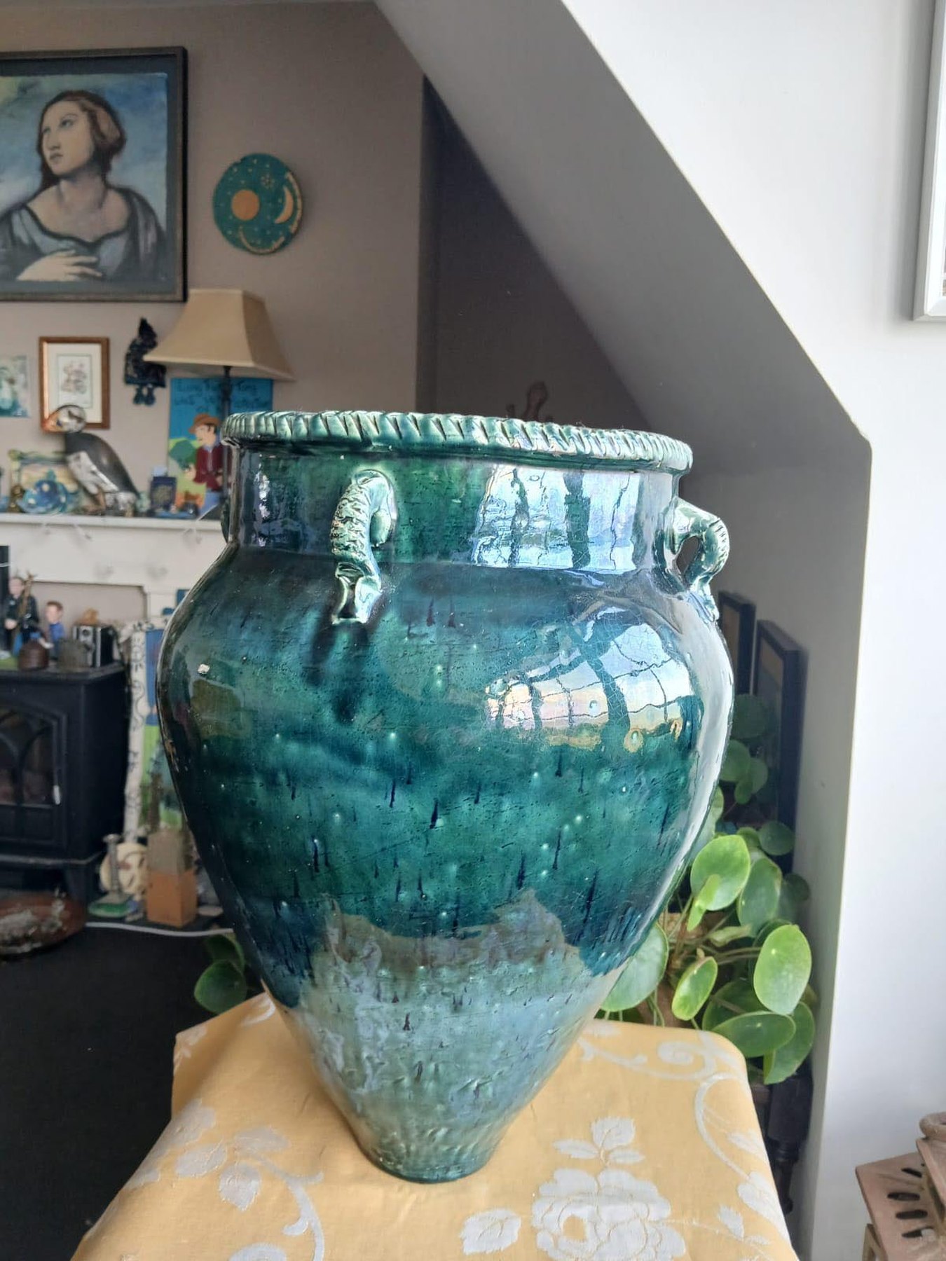 Earthenware Coil Pot with Copper and Cobalt Glaze by Graham Matthews
